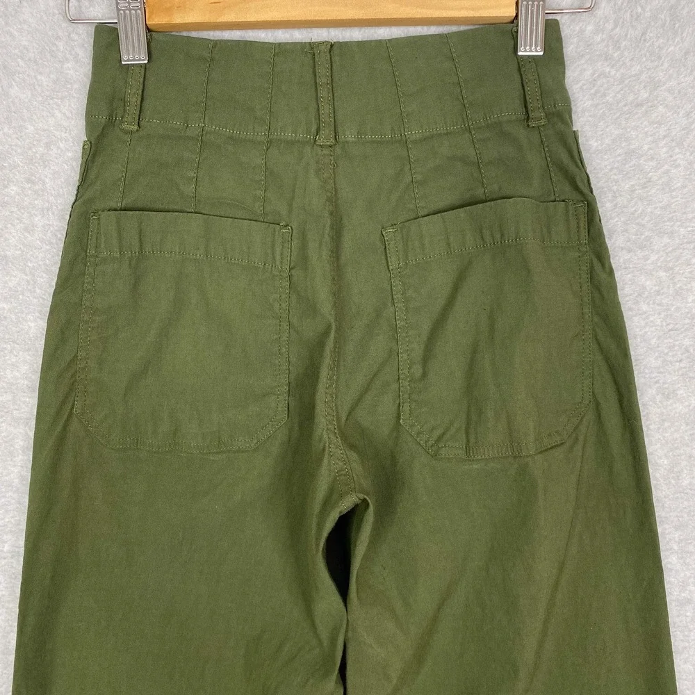 Anthropologie Maeve Green The Colette Wide Leg Linen Blend Crop Pants Size 23 - Picture 5 of 13